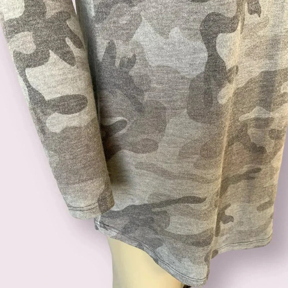 Bombom New Camouflage Long Sleeves Tunic T Shirt Knit Tops Size S Charcoal Gray - Picture 8 of 16
